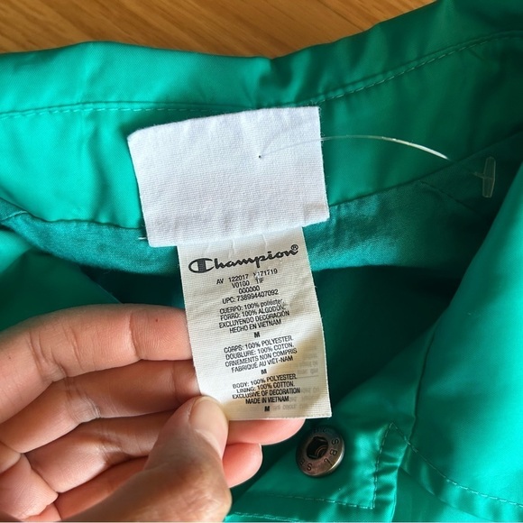 Champion Teal Windbreaker Snap Button Jacket Men’s Medium - Picture 2 of 8